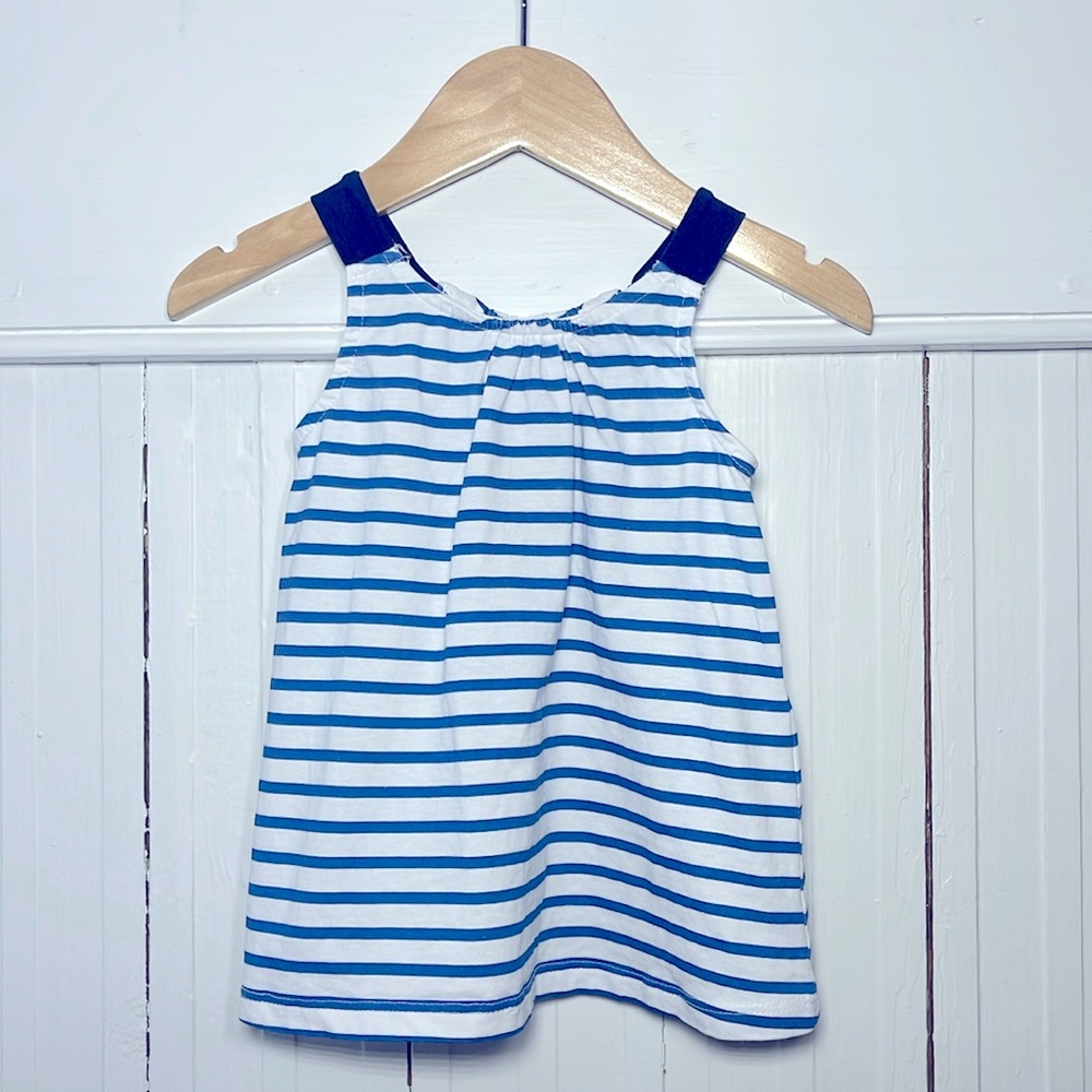 ZARA EUC 100% Cotton Nautical Blue Striped Summer Dress